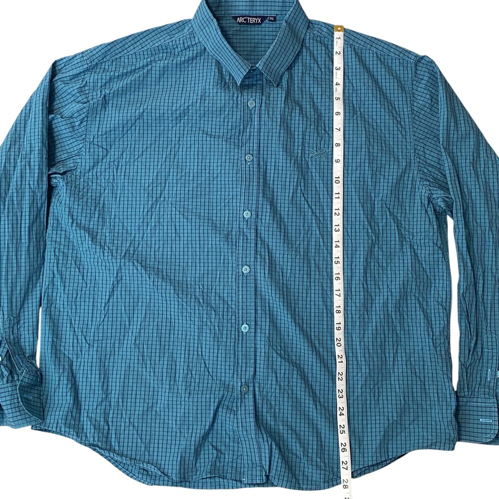 Arcteryx Mens Long Sleeve Button Down Teal Blue Cotton Shirt Size XXXL - Picture 5 of 8